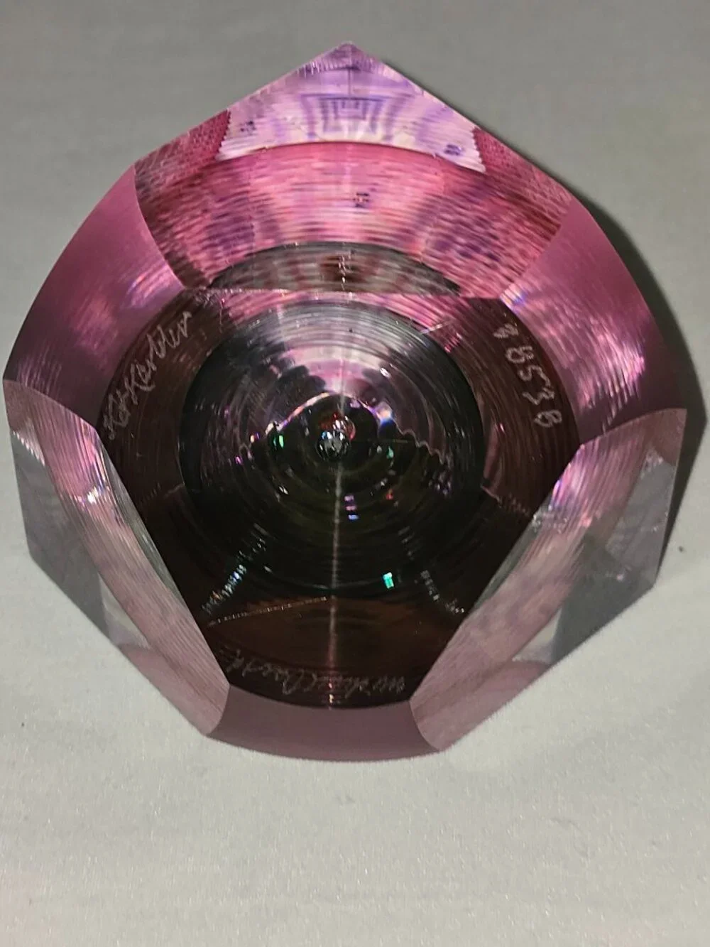 Kit Karbler & Michael David Signed Faceted Paperweight Art Glass Optic Geometric - Picture 14 of 16